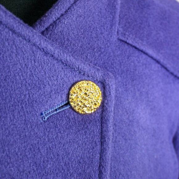 Vintage 80s Concept II Long Purple Wool Coat Winter Classic 1980s 14 - Picture 4 of 6